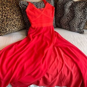 High Style & Sexy Slit Red Maxi Dress